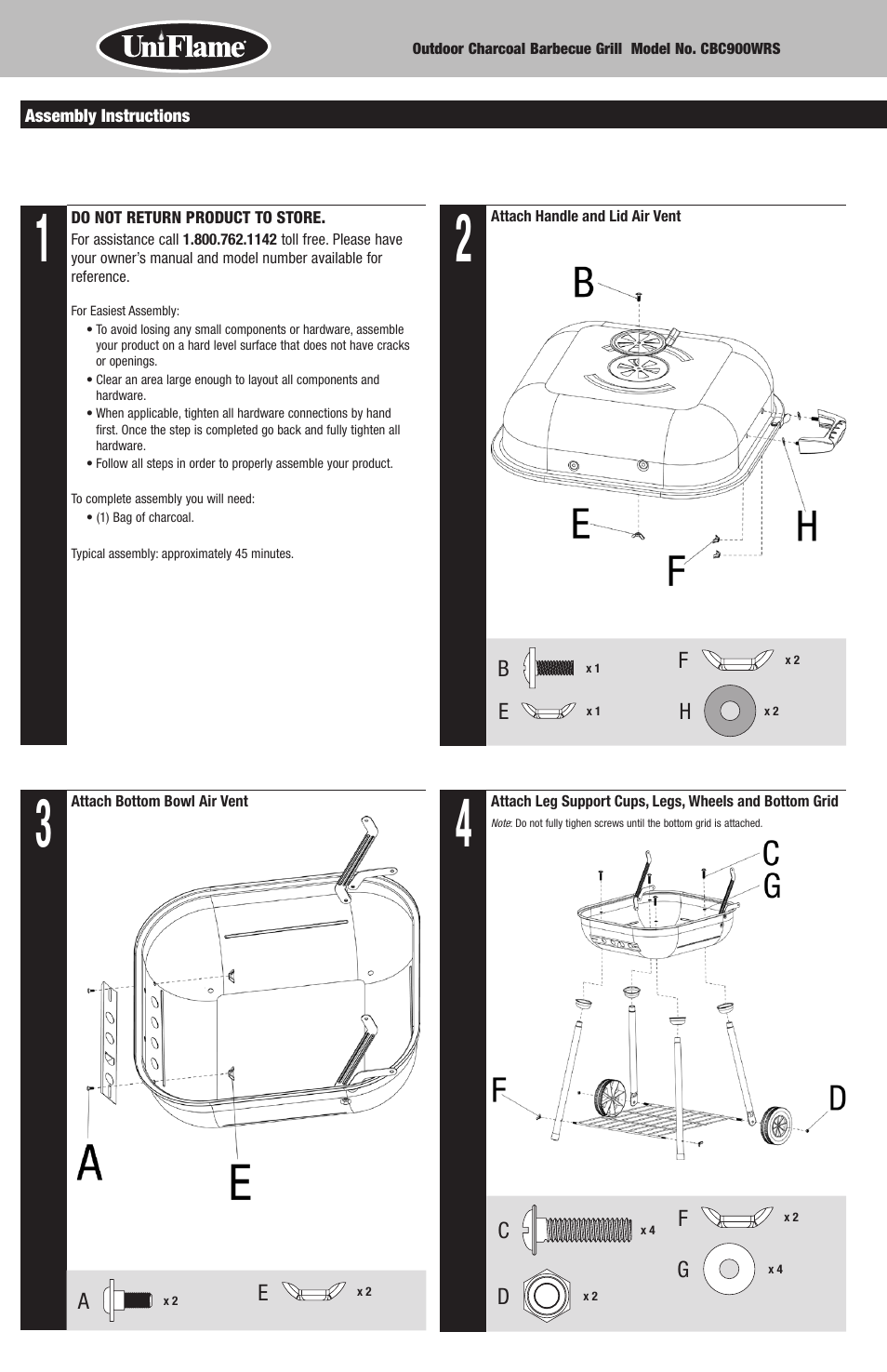 Uniflame CBC900WRS User Manual | Page 4 / 16