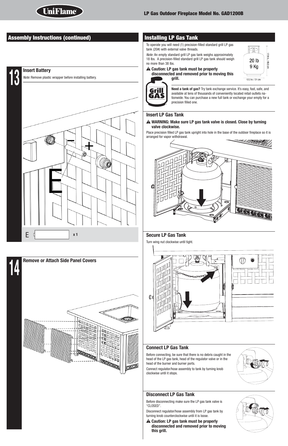 Uniflame GAD1200B User Manual | Page 8 / 12