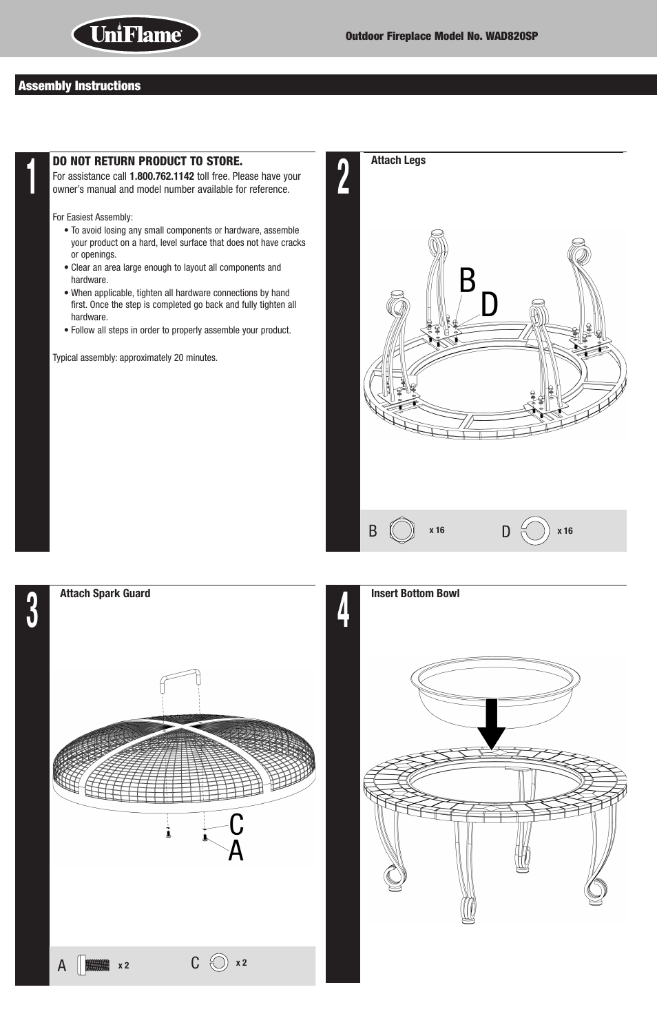 Uniflame WAD820SP User Manual | Page 4 / 8