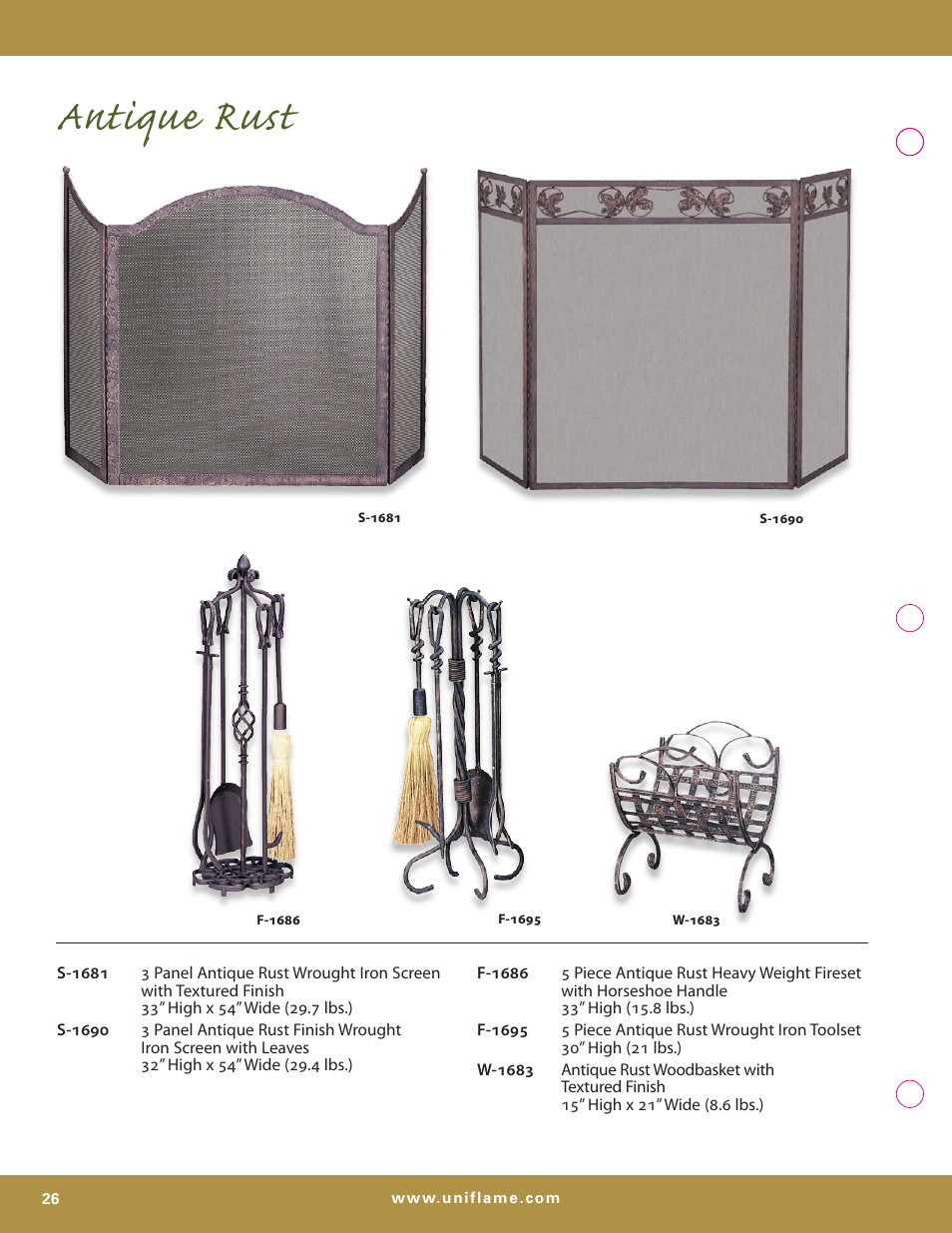 Antique rust | Uniflame S-1981 User Manual | Page 13 / 13