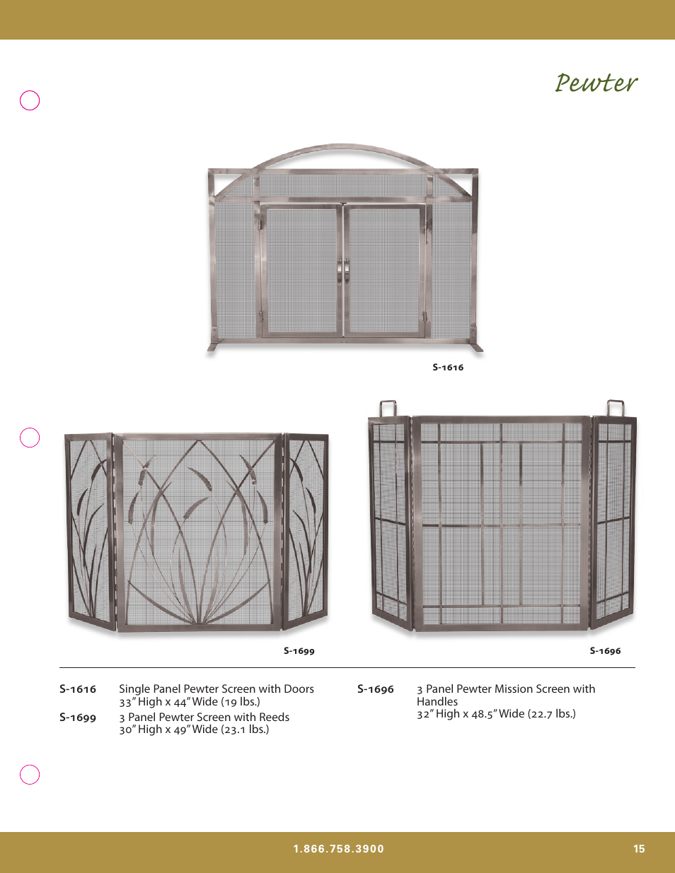 Pewter | Uniflame S-1981 User Manual | Page 2 / 13