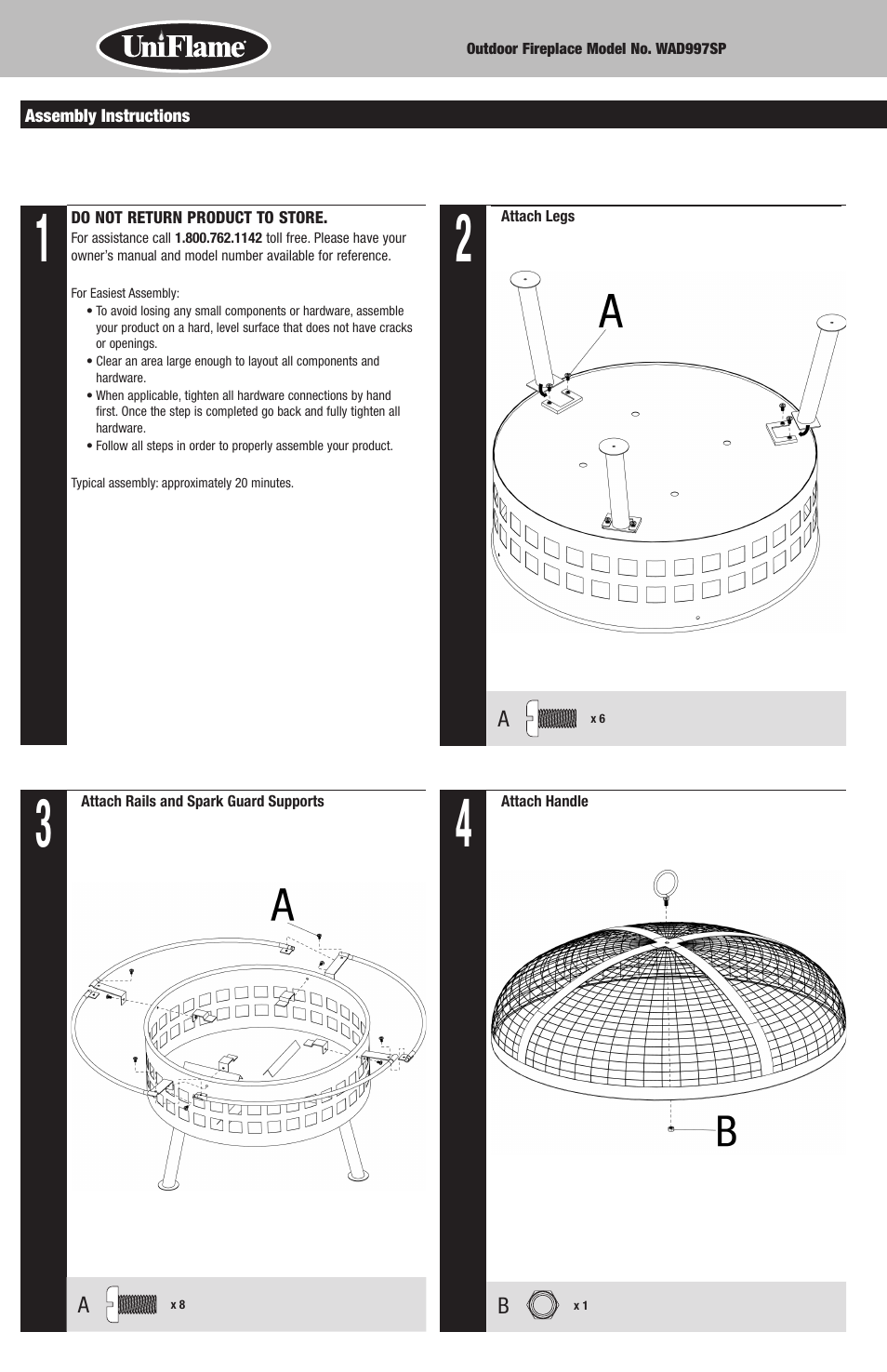 Uniflame WAD997SP User Manual | Page 4 / 8