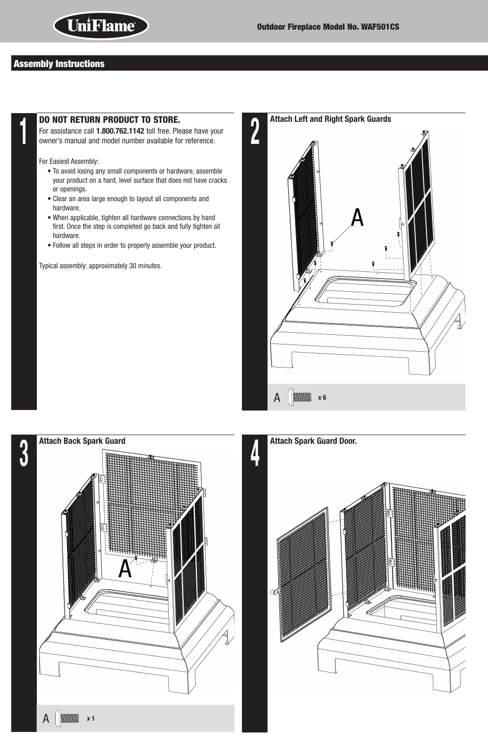 Uniflame Waf501cs User Manual | Page 4 / 8