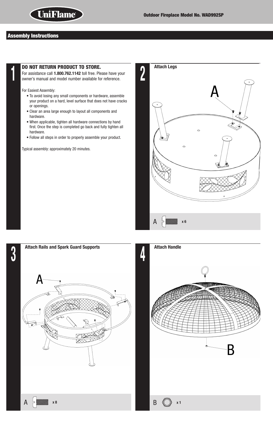 Uniflame WAD992SP User Manual | Page 4 / 8