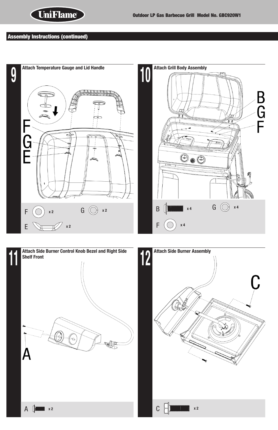 Uniflame GBC920W1 User Manual | Page 6 / 28