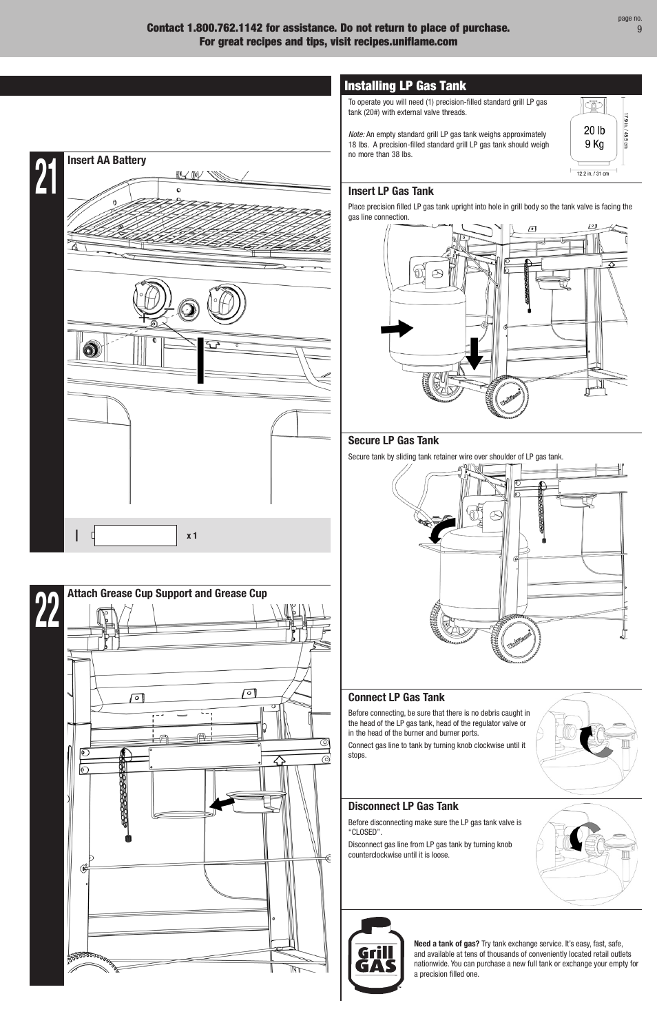 Uniflame GBC920W1 User Manual | Page 9 / 28