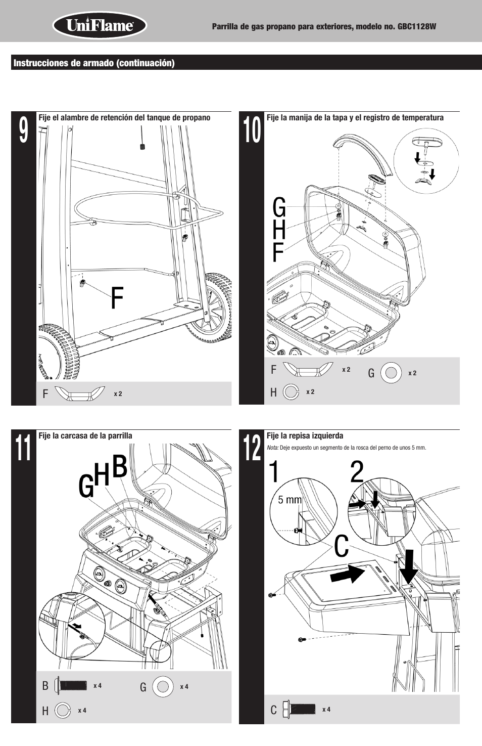 Uniflame GBC1128W User Manual | Page 20 / 28