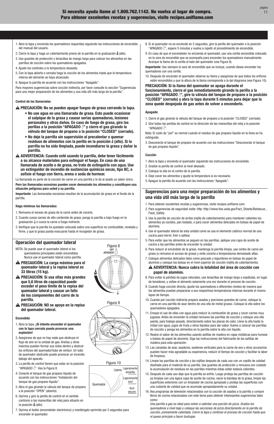 Instrucciones de operación | Uniflame GBC1128W User Manual | Page 25 / 28
