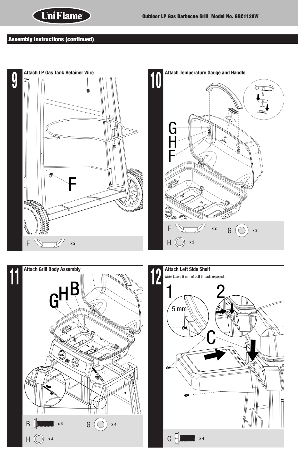 Uniflame GBC1128W User Manual | Page 6 / 28