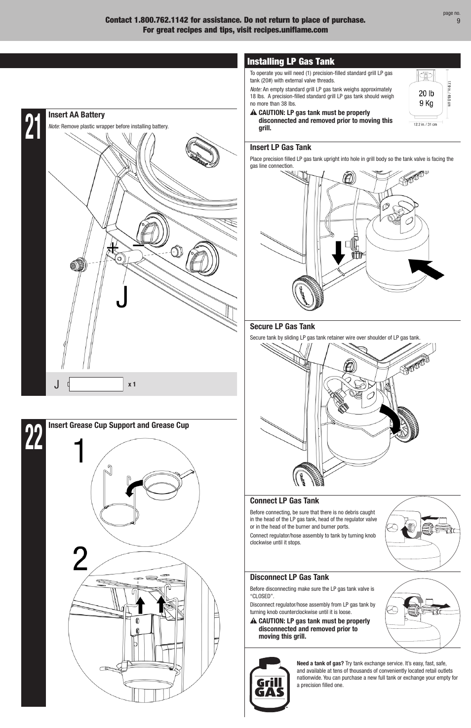 Uniflame GBC1128W User Manual | Page 9 / 28
