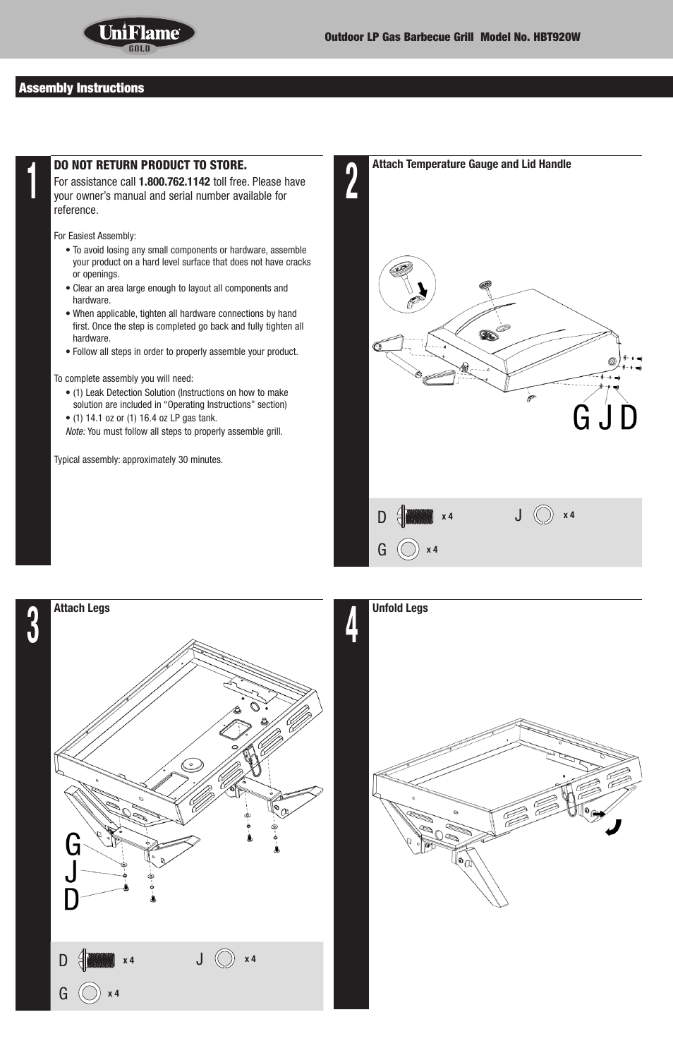 Uniflame HBT920W User Manual | Page 4 / 16