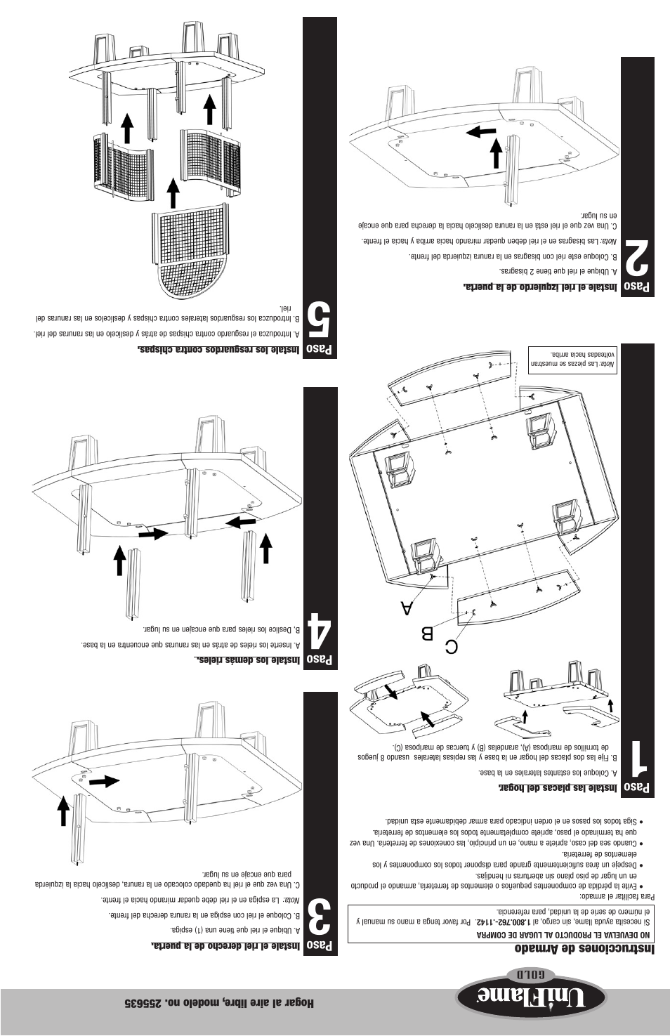 Paso, Instrucciones de armado | Uniflame 255635 User Manual | Page 10 / 12