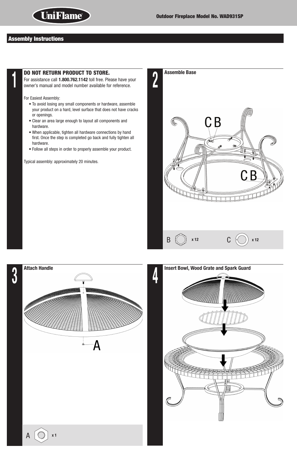 Uniflame WAD931SP User Manual | Page 4 / 8