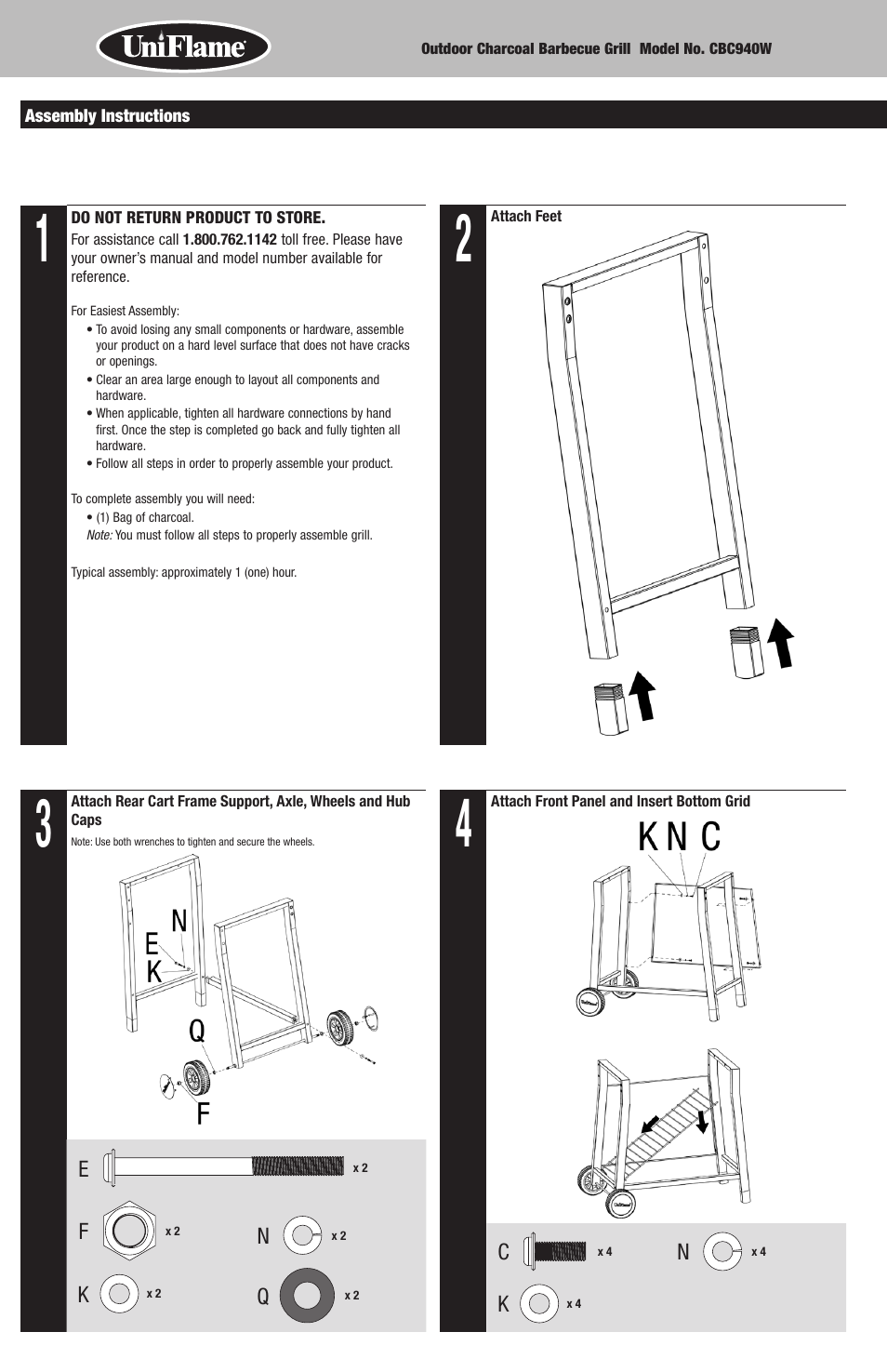 Uniflame CBC940W User Manual | Page 4 / 20