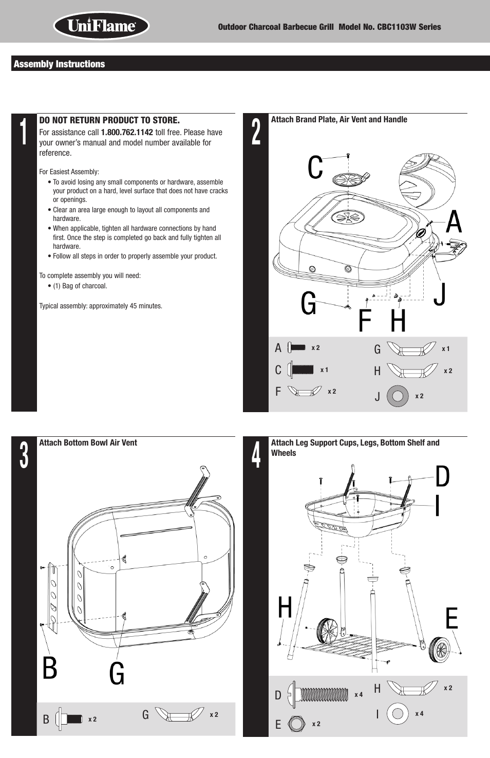 Uniflame CBC1103W User Manual | Page 4 / 16