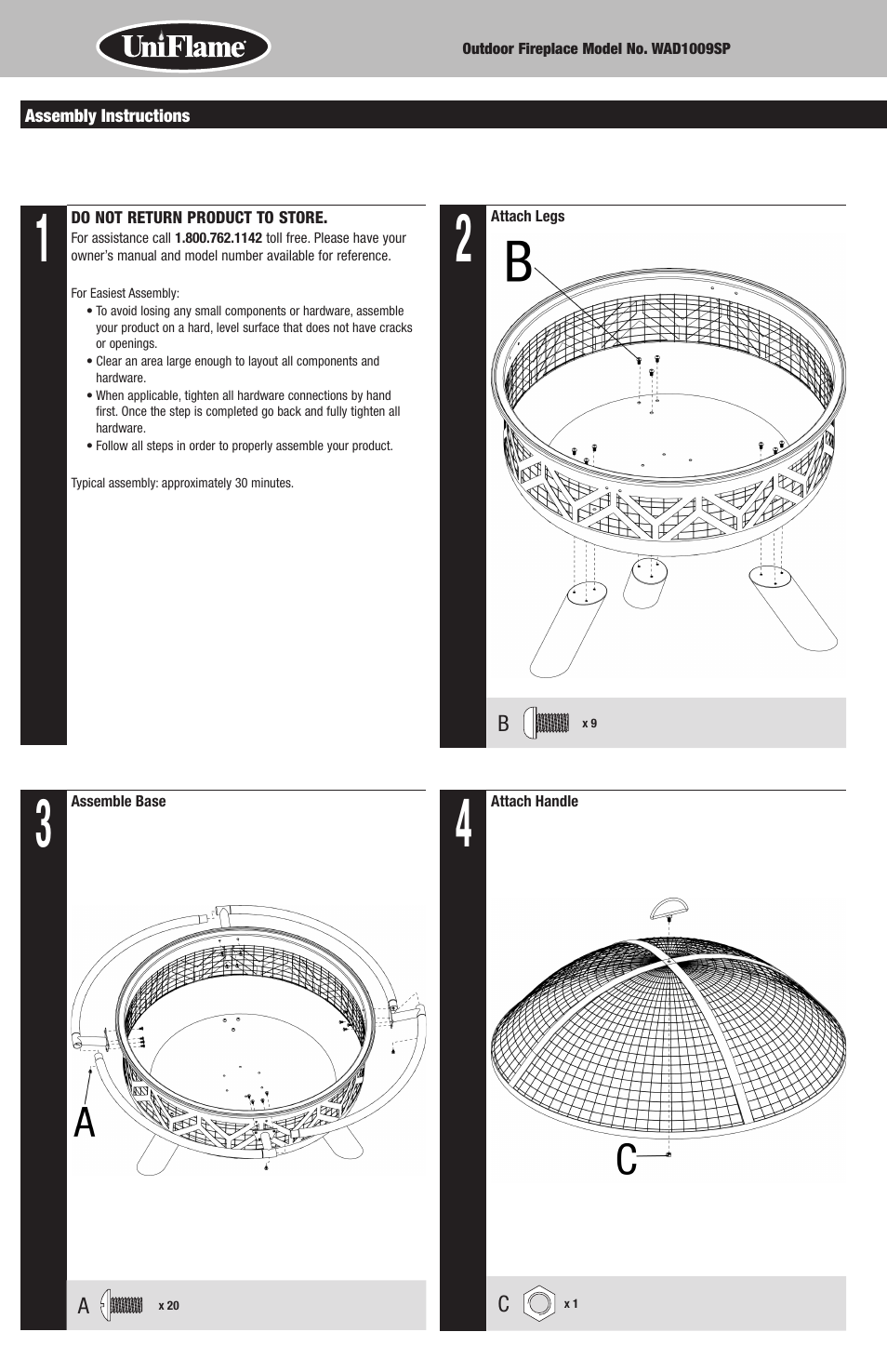 Uniflame WAD1009SP User Manual | Page 4 / 8