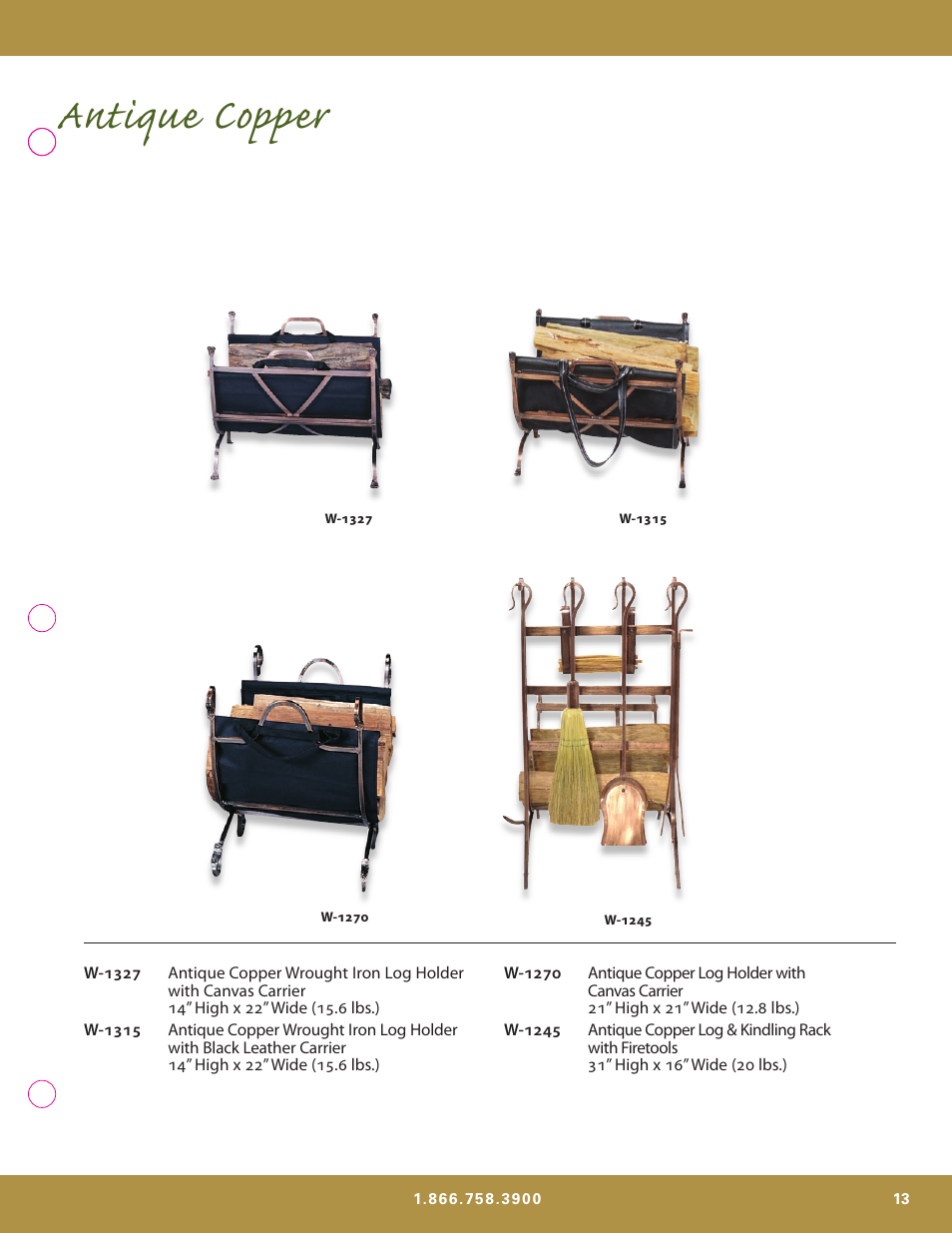 Antique copper | Uniflame Fireplace Furnishing User Manual | Page 13 / 13