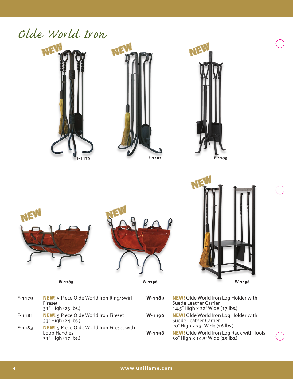 Olde world iron | Uniflame Fireplace Furnishing User Manual | Page 4 / 13