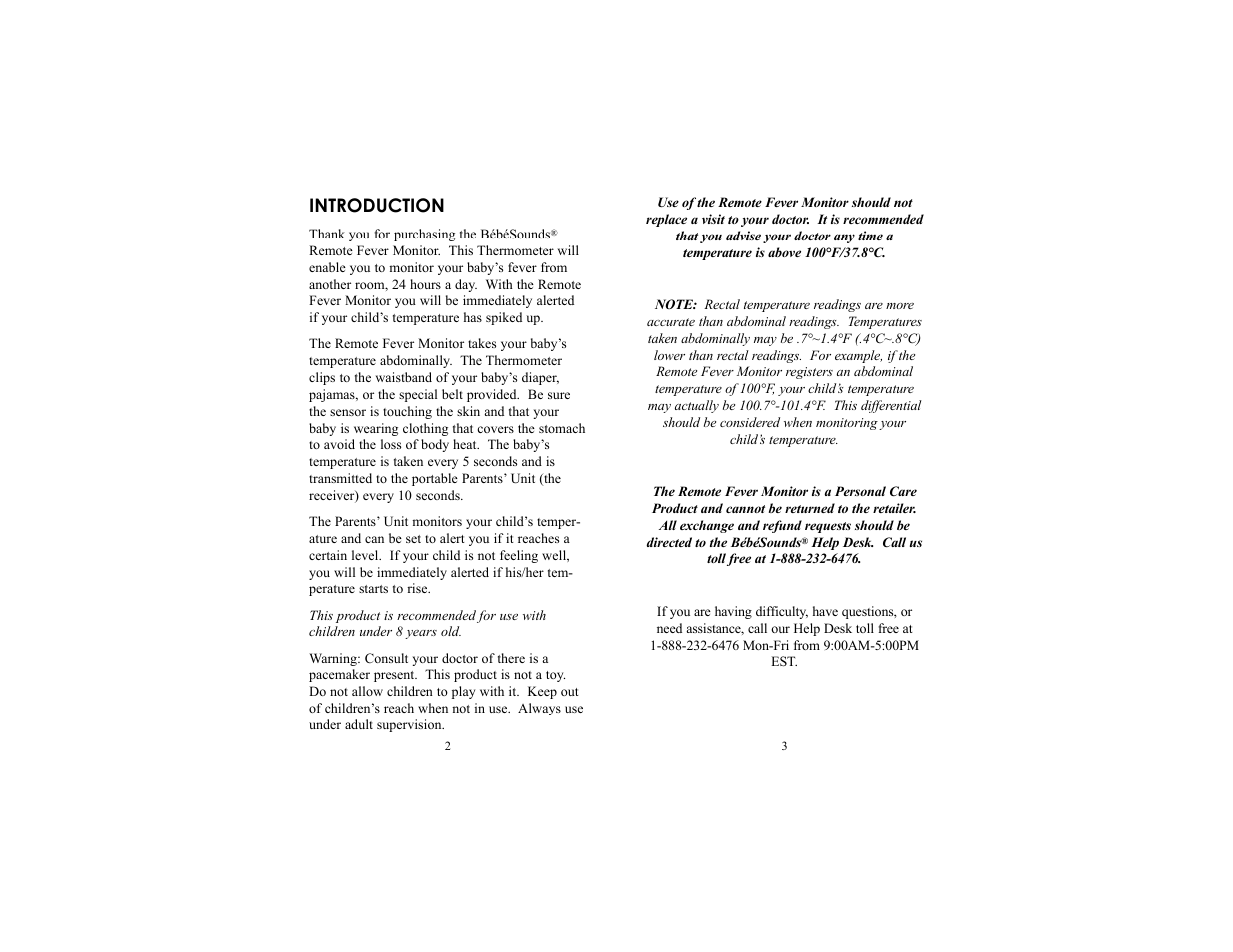 Introduction | Unisar Digital Thermometer User Manual | Page 2 / 9