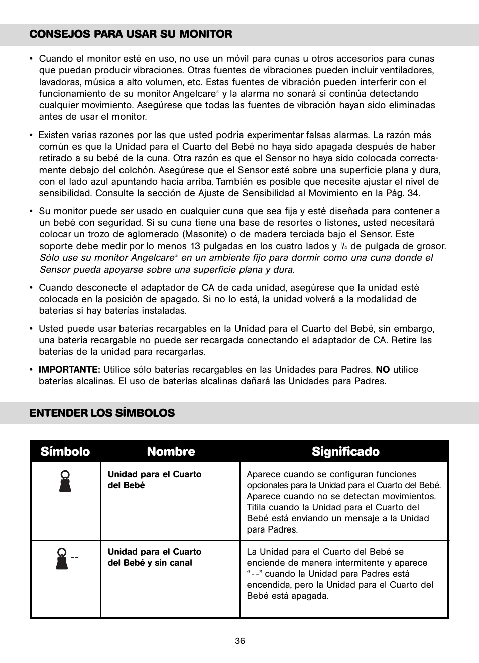 Símbolo nombre significado, Consejos para usar su monitor, Entender los símbolos | Unisar AC401-2P User Manual | Page 36 / 48