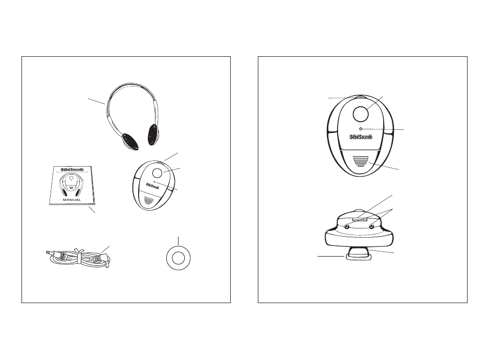 Kit components top view and bottom view graphic, Front view | Unisar Prenatal Heart Monitor User Manual | Page 6 / 28