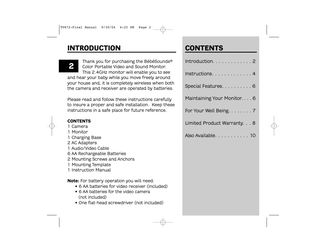 Unisar TV872 User Manual | Page 2 / 24