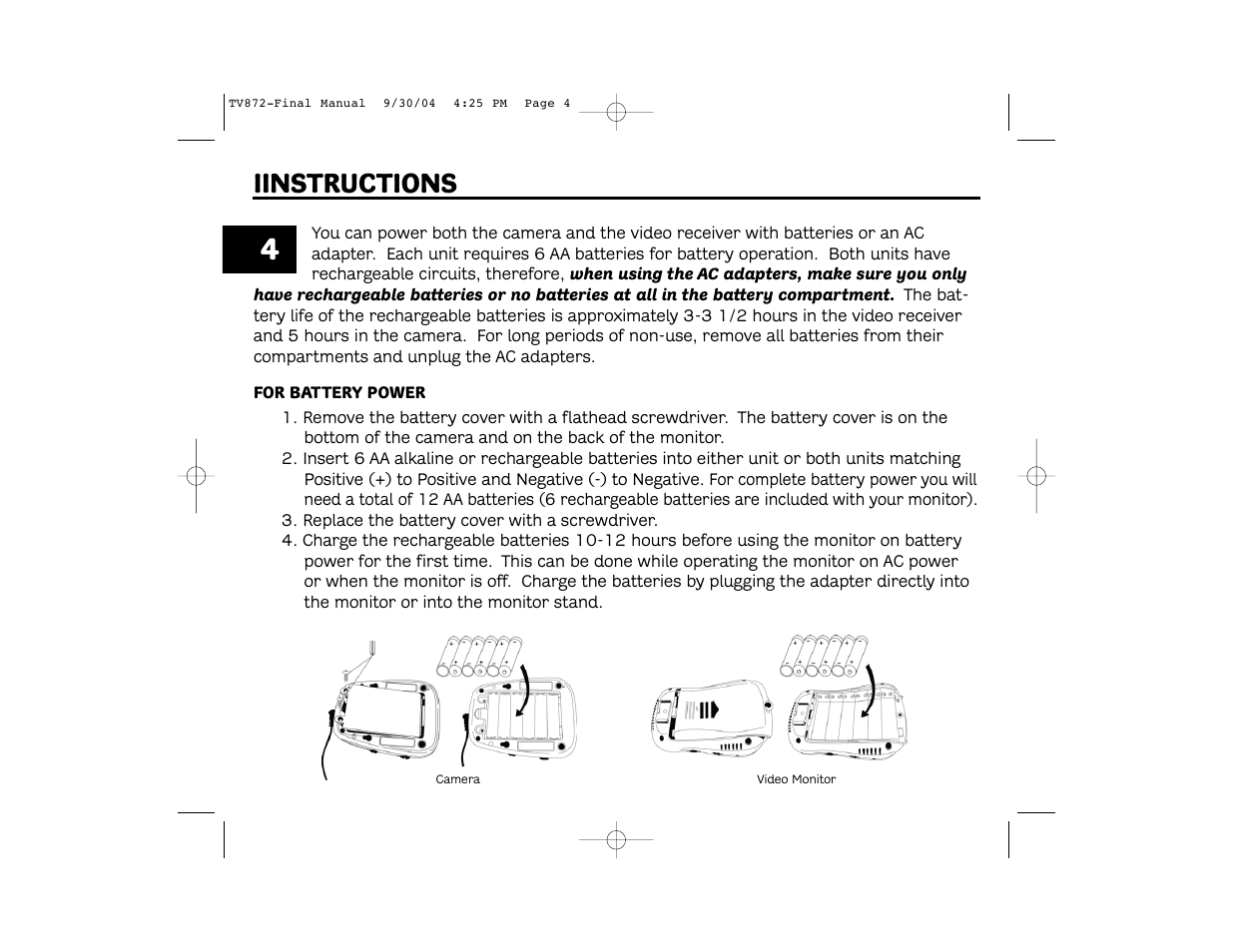Iinstructions | Unisar TV872 User Manual | Page 4 / 24
