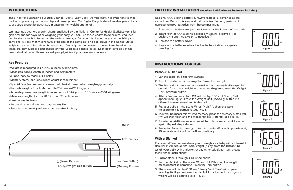 Introduction, Battery installation, Instructions for use | Key features, Without a blanket, With a blanket | Unisar BR149 User Manual | Page 3 / 11