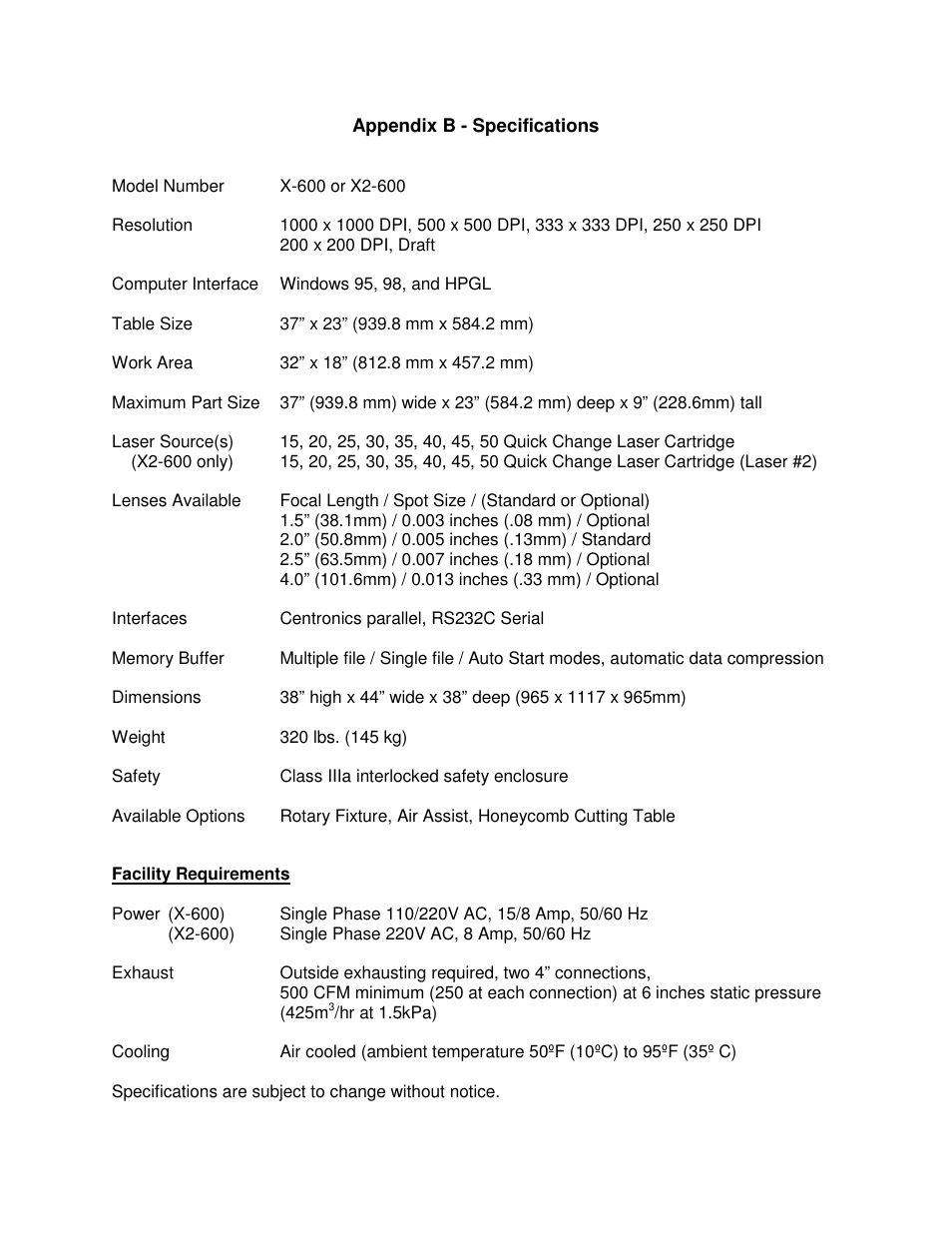 Universal Laser Systems X2-600 User Manual | Page 117 / 121