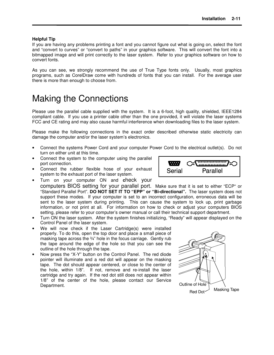 Making the connections | Universal Laser Systems X2-600 User Manual | Page 24 / 121