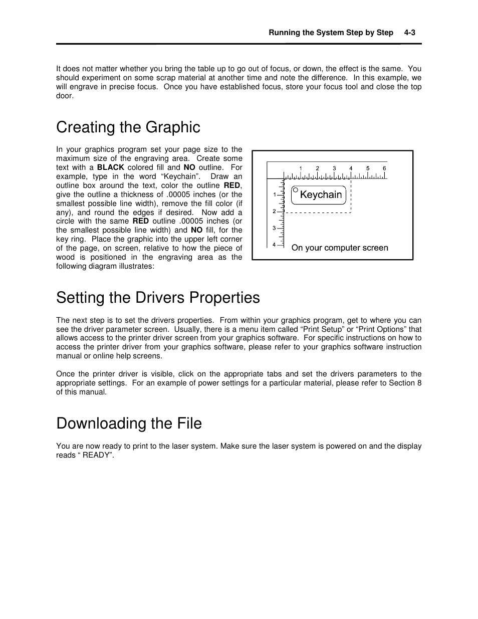 Creating the graphic, Setting the drivers properties, Downloading the file | Universal Laser Systems X2-600 User Manual | Page 53 / 121