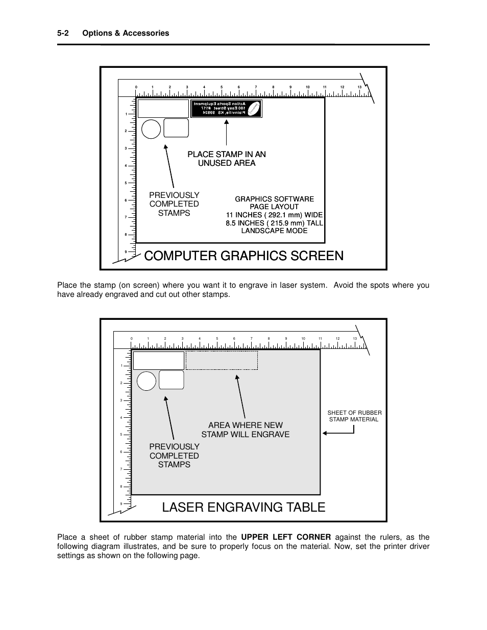 Computer graphics screen, Laser engraving table, 2 options & accessories | Universal Laser Systems X2-600 User Manual | Page 57 / 121