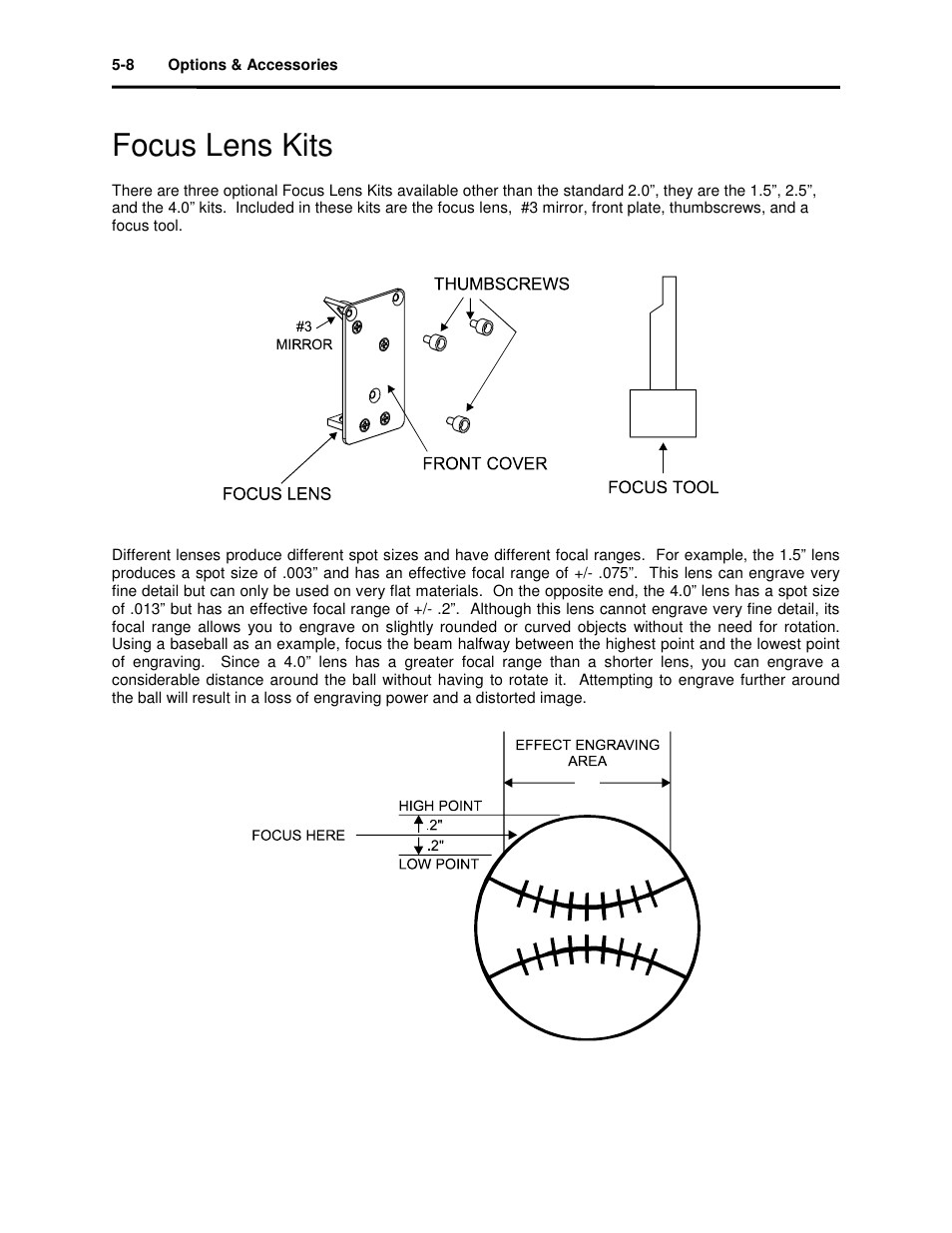 Focus lens kits | Universal Laser Systems X2-600 User Manual | Page 63 / 121