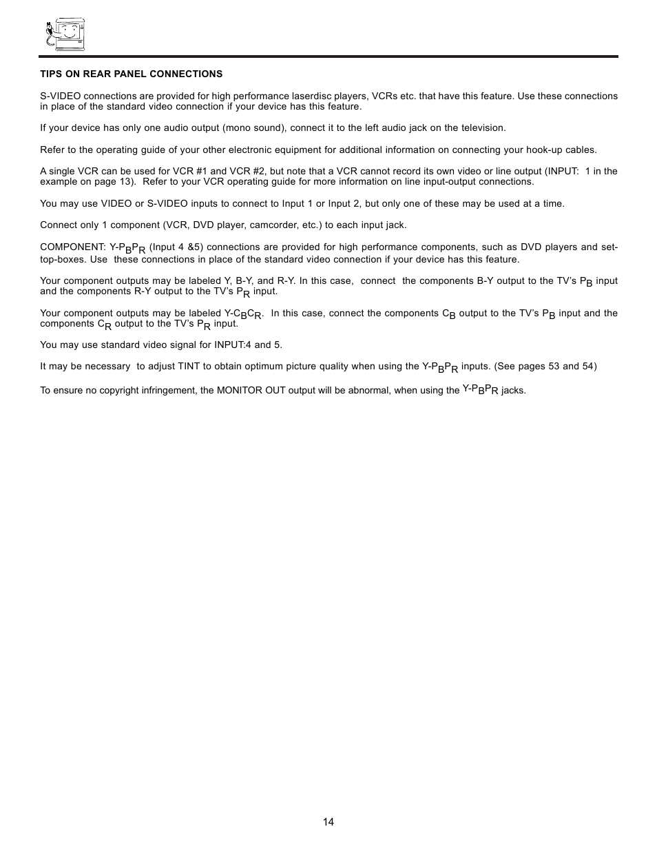 Tips on rear panel connections | Ultratec 43FDX10B User Manual | Page 14 / 68