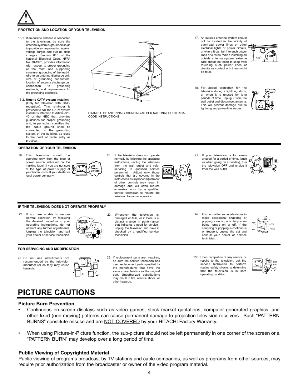 Safety tips, Picture cautions | Ultratec 43FDX10B User Manual | Page 4 / 68