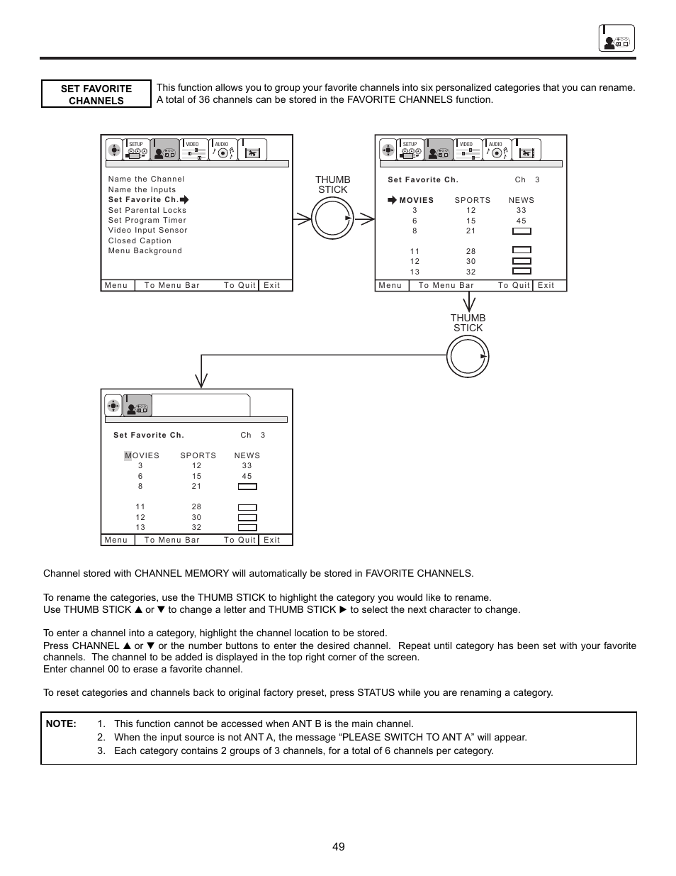 Customize, Thumb stick thumb stick | Ultratec 43FDX10B User Manual | Page 49 / 68