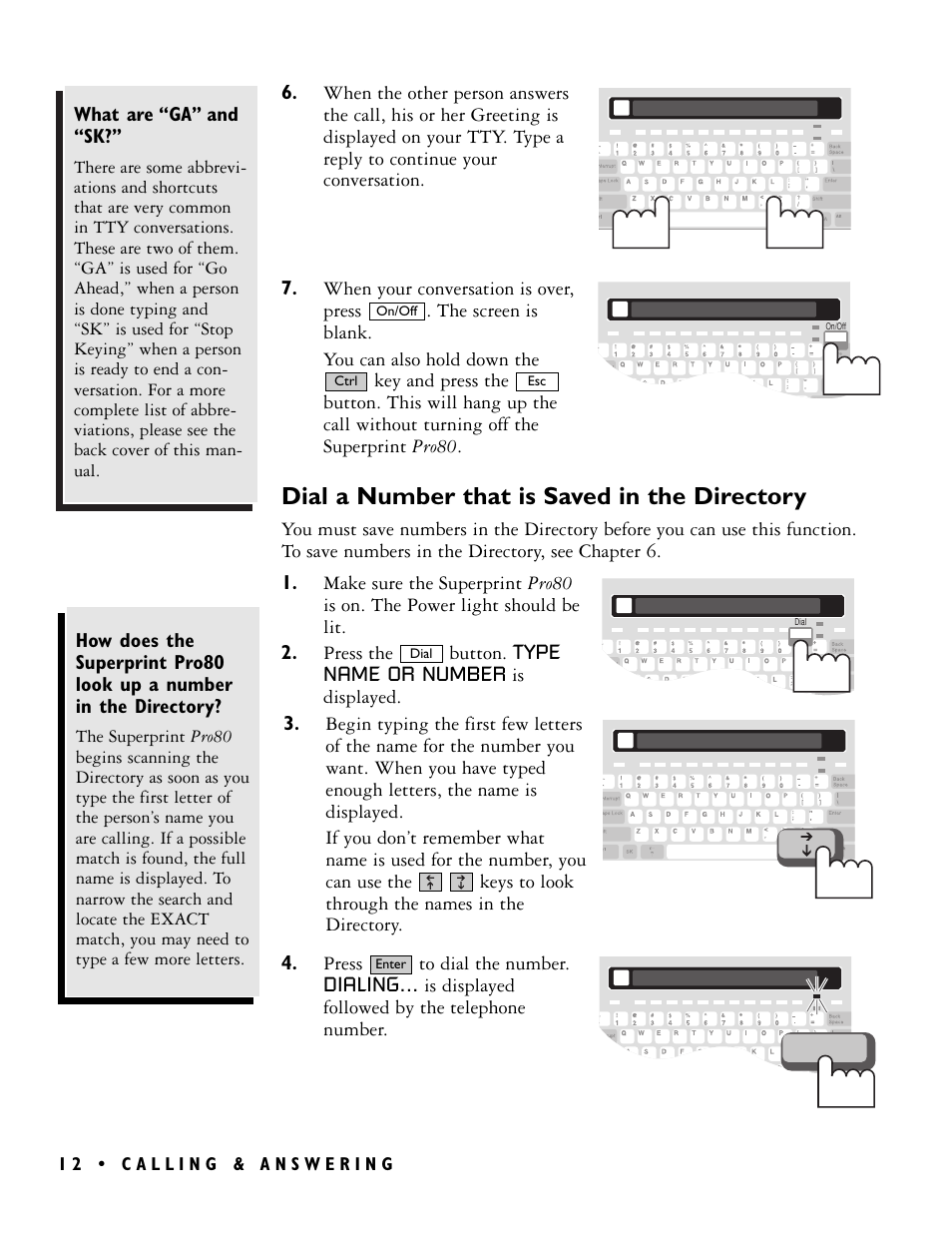 Dial a number that is saved in the directory | Ultratec PRO80TM User Manual | Page 18 / 70