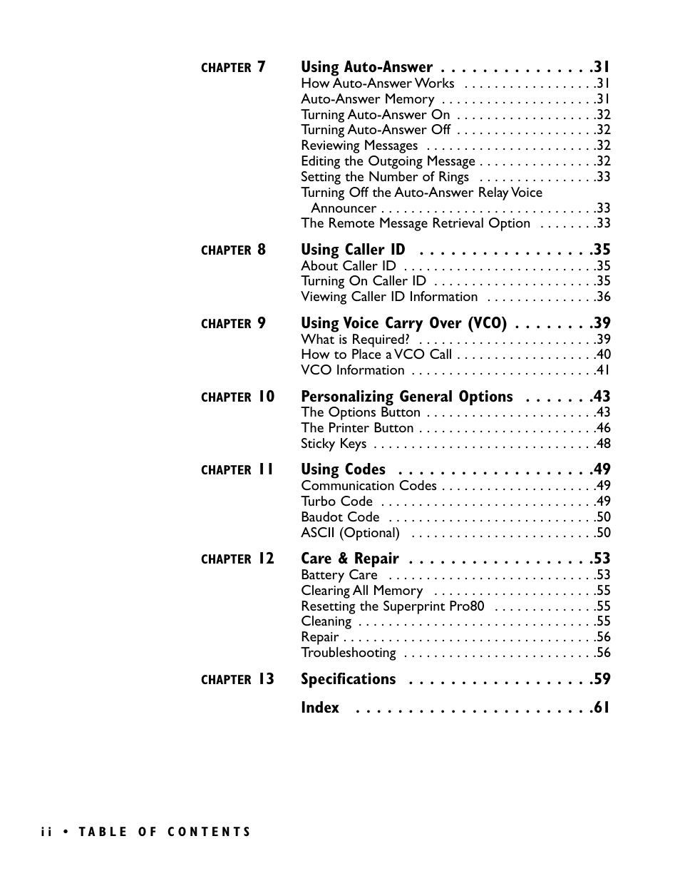 Ultratec PRO80TM User Manual | Page 4 / 70