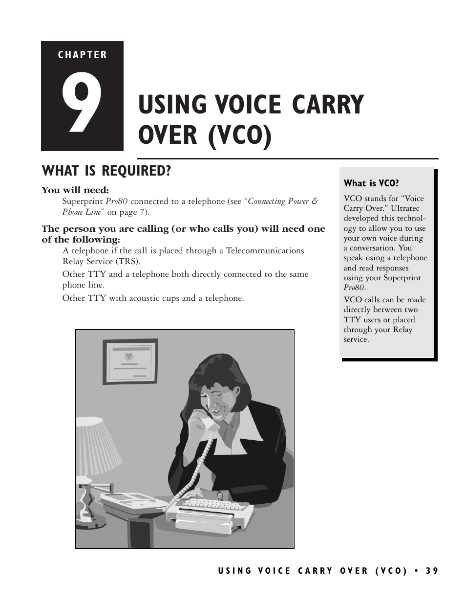 Using voice carry over (vco) | Ultratec PRO80TM User Manual | Page 45 / 70