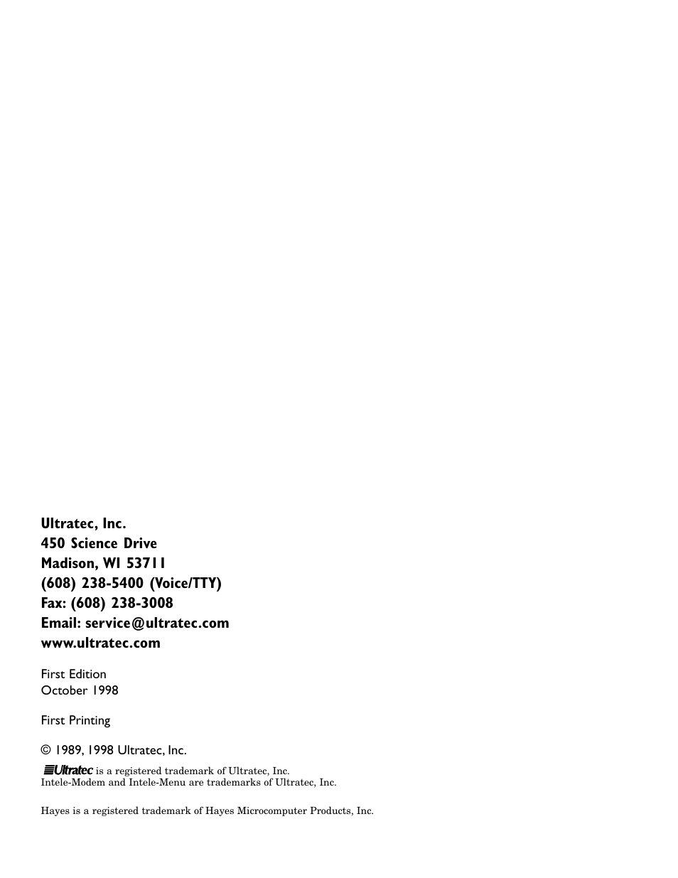 Ultratec INTELE-MODEM User Manual | Page 2 / 32