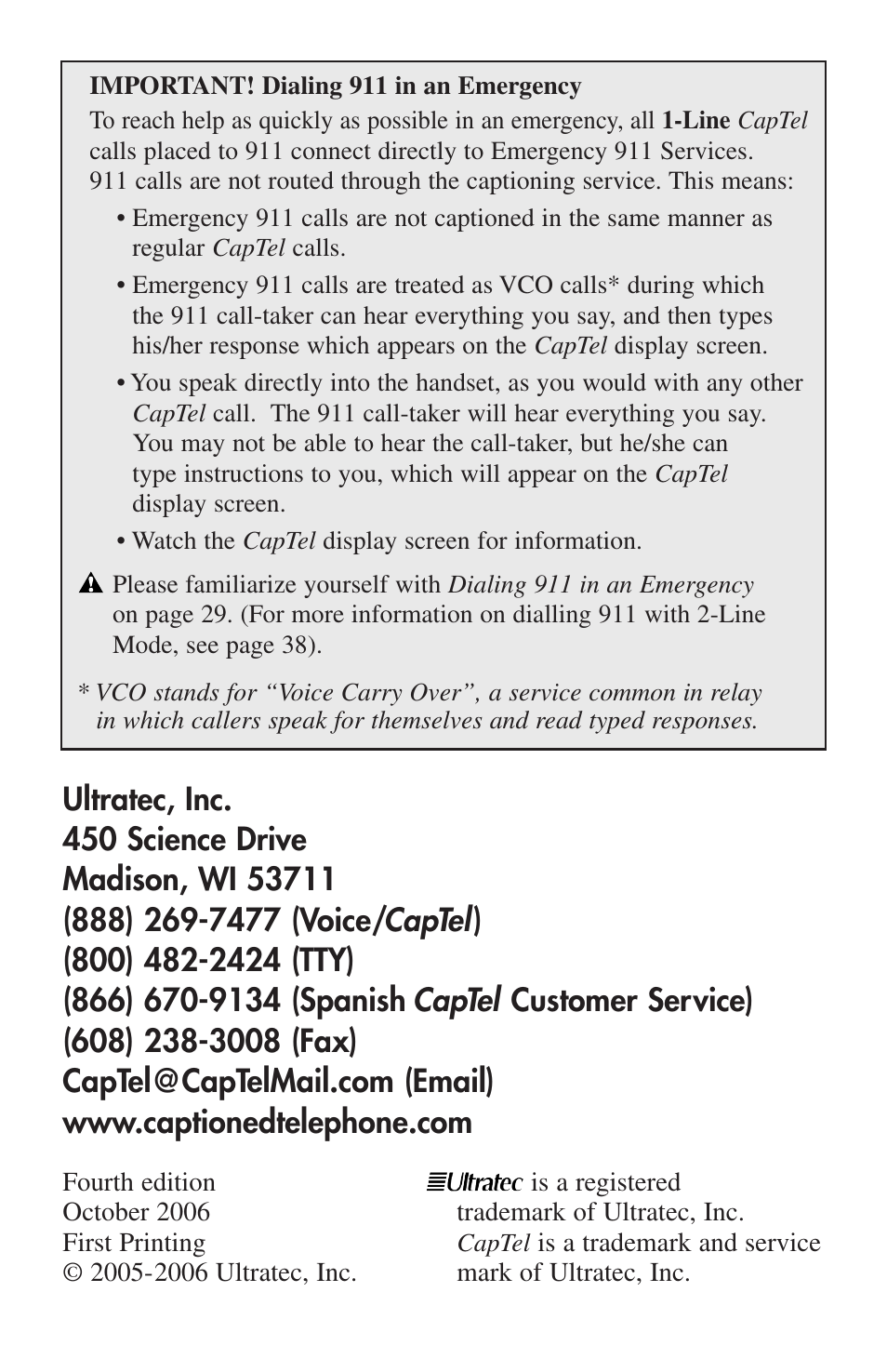 Captel | Ultratec 200 User Manual | Page 2 / 54