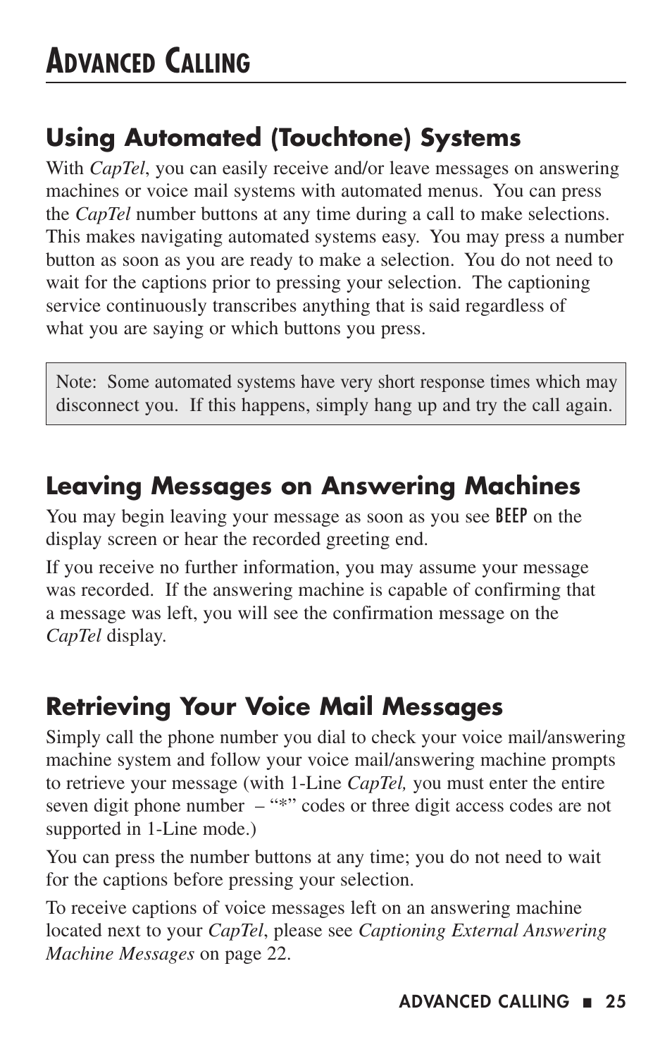 Dvanced, Alling | Ultratec 200 User Manual | Page 27 / 54