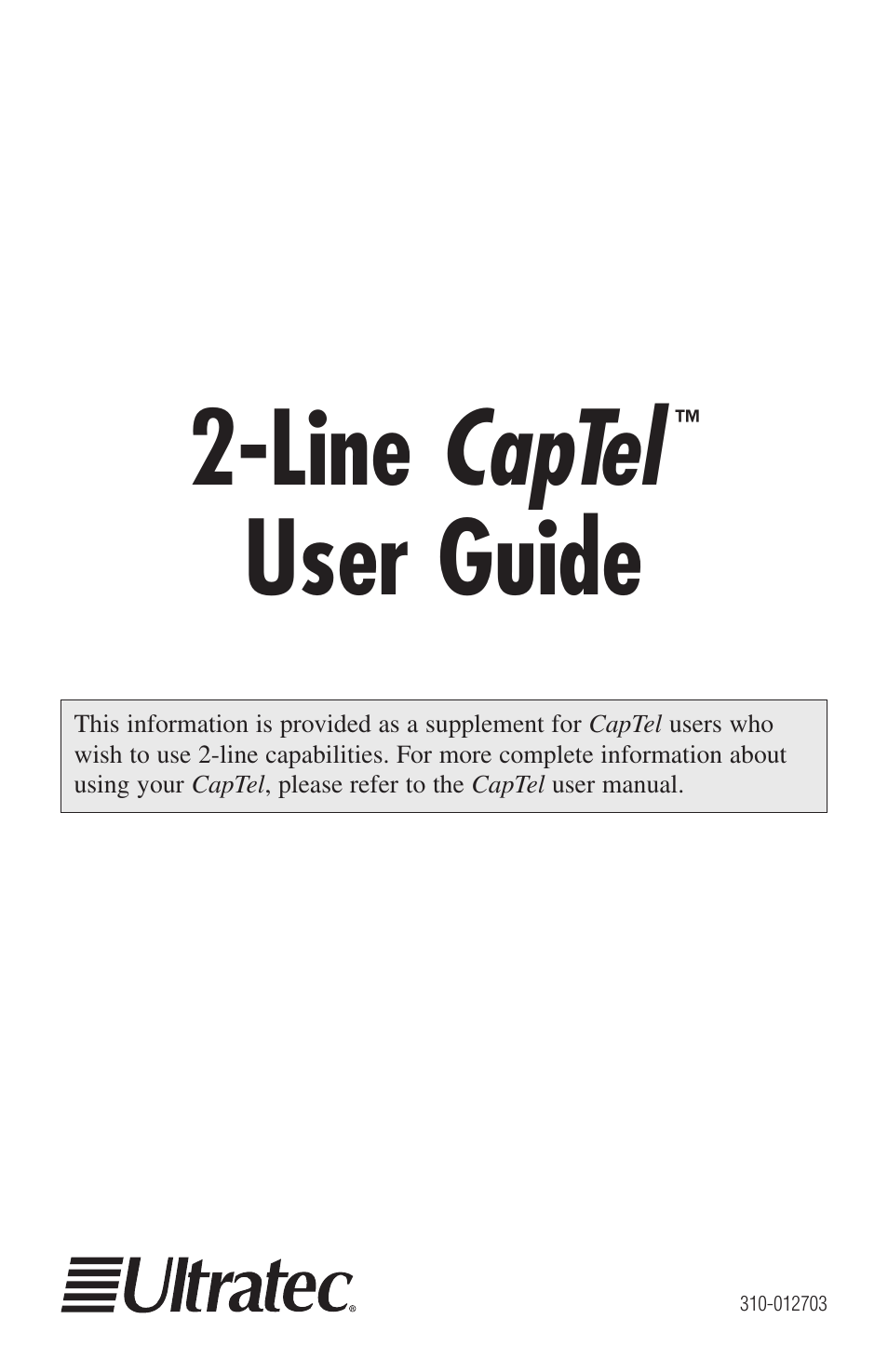 Ultratec CapTel User Manual | 12 pages