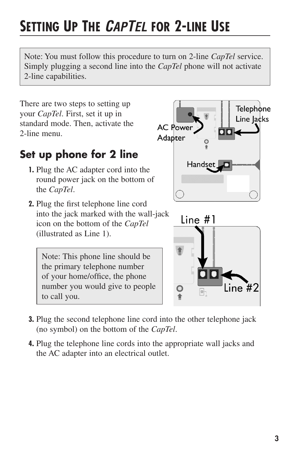 Etting, Line | Ultratec CapTel User Manual | Page 5 / 12