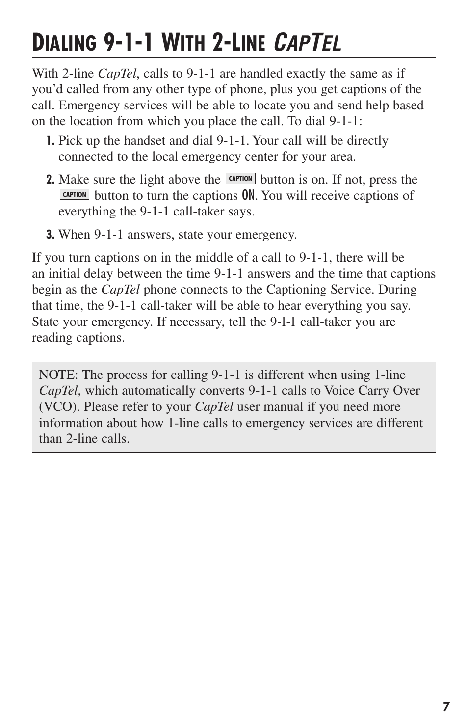 1-1 w, Ialing | Ultratec CapTel User Manual | Page 9 / 12