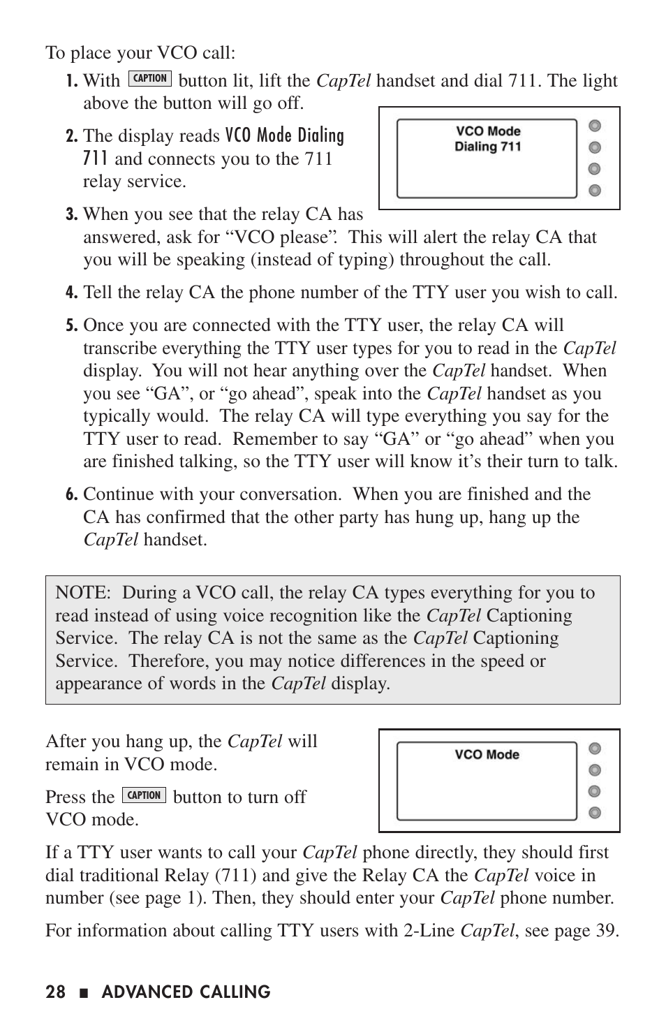 Ultratec CAPTEL 200 User Manual | Page 30 / 54