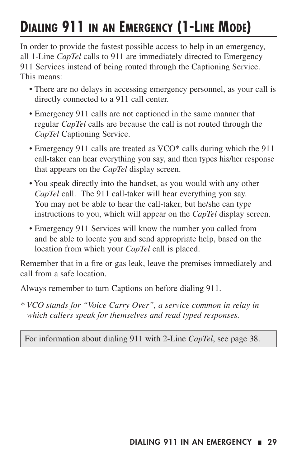 Ialing, Mergency | Ultratec CAPTEL 200 User Manual | Page 31 / 54