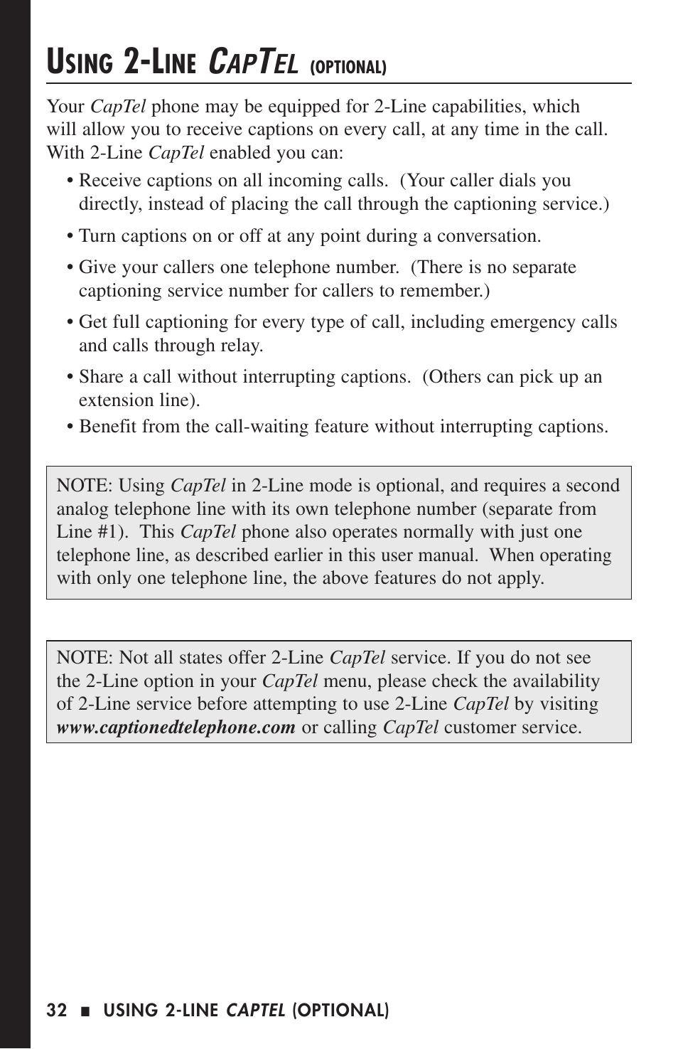 Sing | Ultratec CAPTEL 200 User Manual | Page 34 / 54