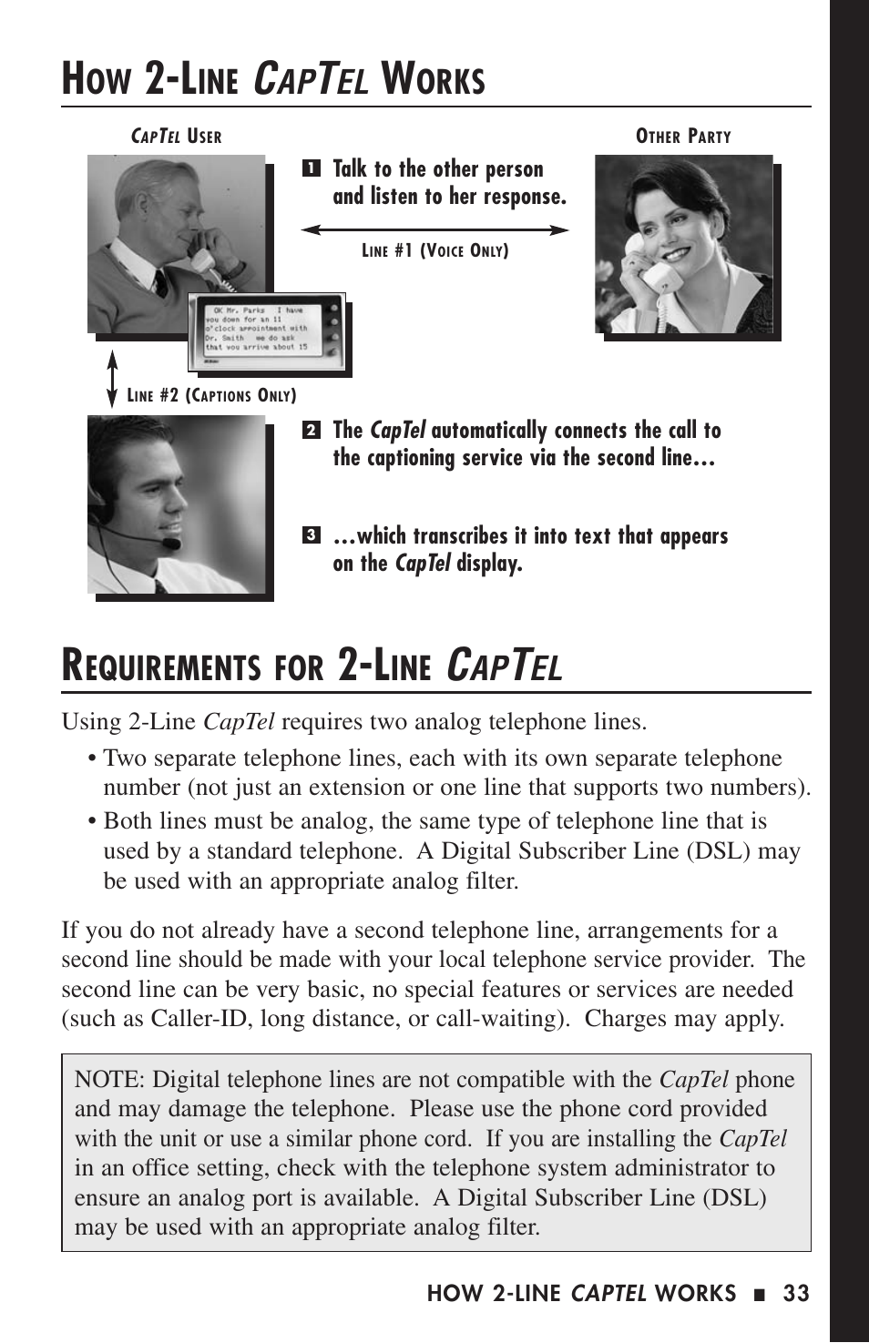 Orks, Equirements for | Ultratec CAPTEL 200 User Manual | Page 35 / 54
