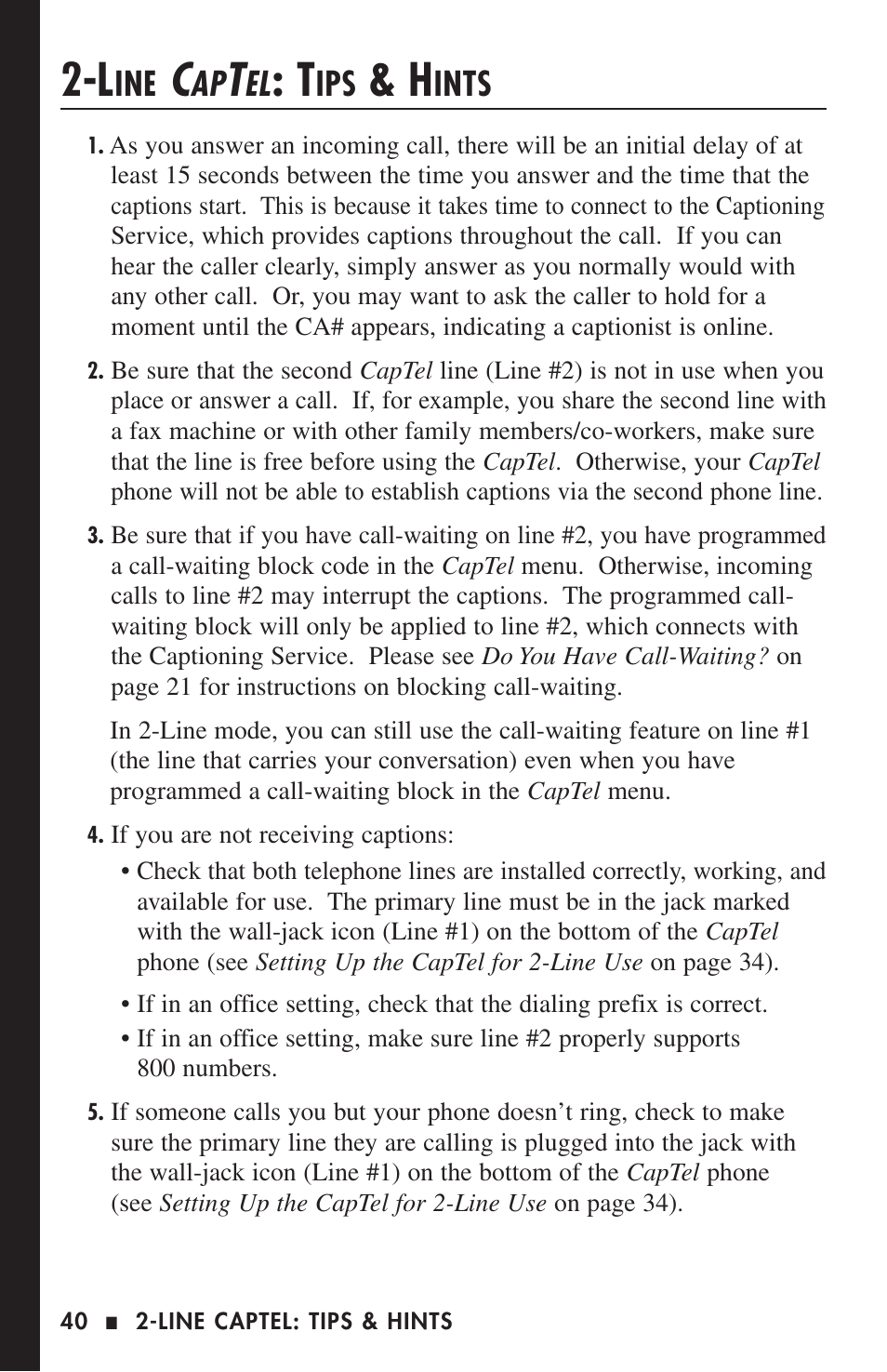 Ints | Ultratec CAPTEL 200 User Manual | Page 42 / 54